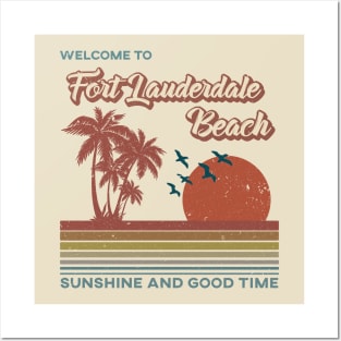 Fort Lauderdale Beach - Fort Lauderdale Beach Retro Sunset Posters and Art